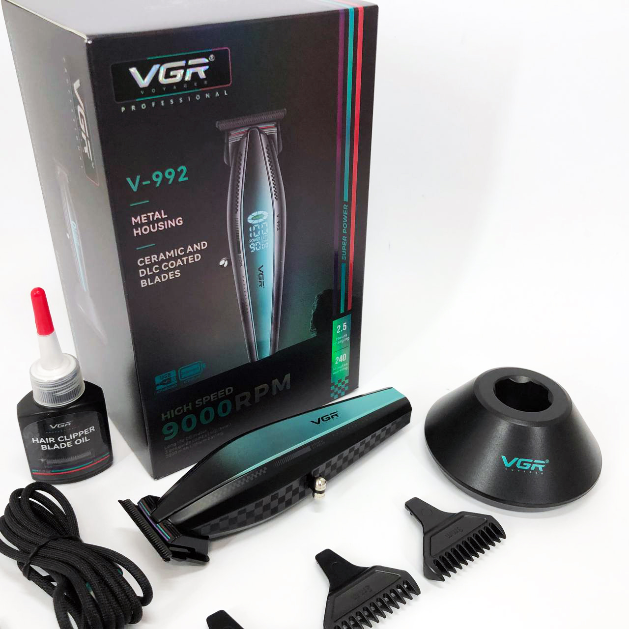 Машинка для стрижки VGR V-992 — 9000 об/хв, до 240 хв роботи — изображение 12