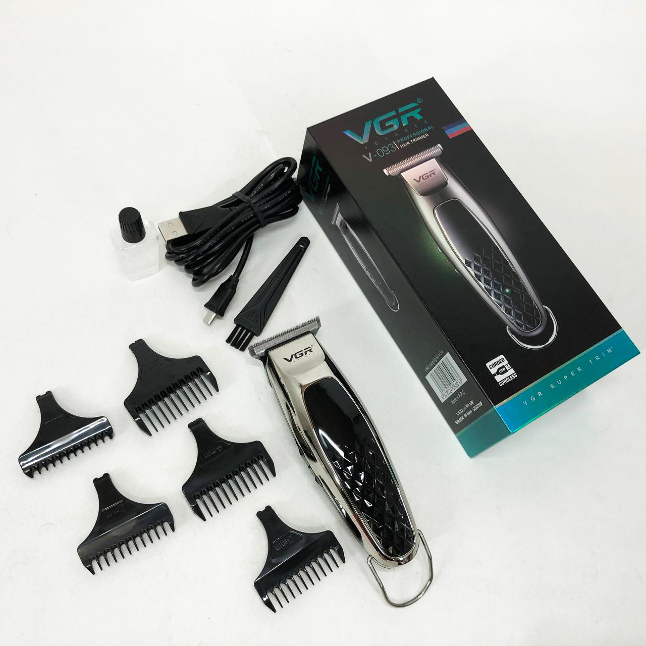 Машинка для стрижки VGR V-093 — акумуляторна, LED-дисплей, 5 насадок — изображение 10
