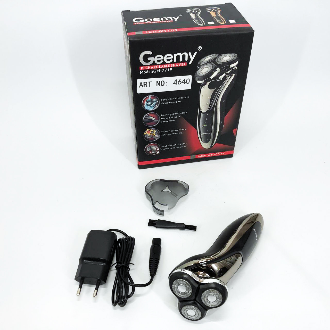 Електробритва Gemei GM-7719 Акумуляторна Електрична Бритва, Машинка для гоління триммер — изображение 3