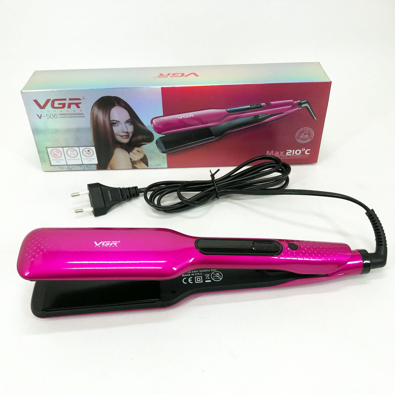 Випрямляч волосся VGR V-506 — широкі керамічні пластини, LED 130–210°C — изображение 10