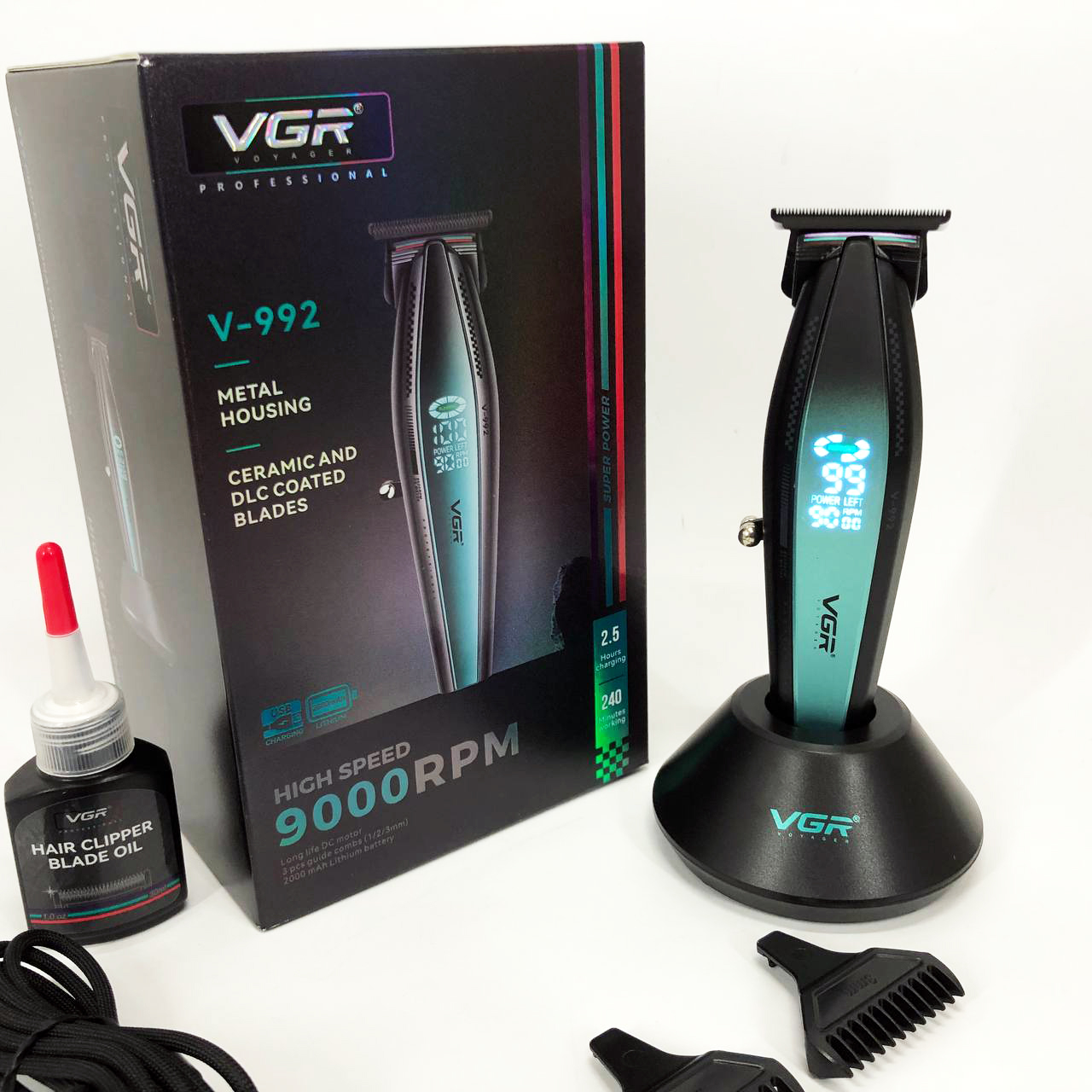 Машинка для стрижки VGR V-992 — 9000 об/хв, до 240 хв роботи — изображение 16