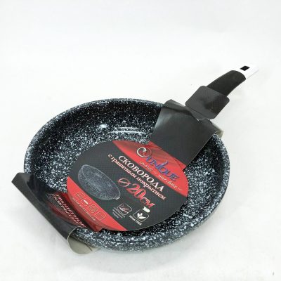 Сковорода UNIQUE UN-5102 20 см без кришки, світлий граніт. Антипригарна з бакелітовою ручкою