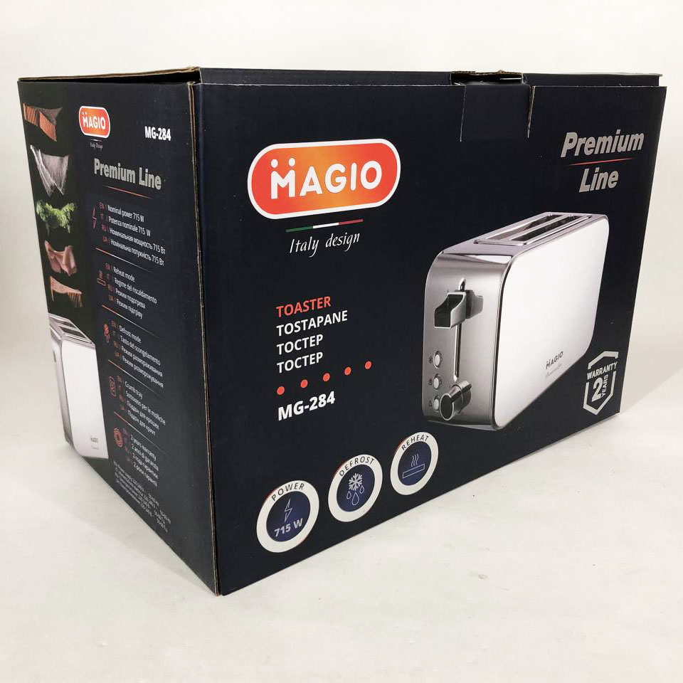 Тостер Magio MG-284 715 Вт, тостер для 2 грінок, електричний горизонтальний тостер, універсальний тостер — изображение 6