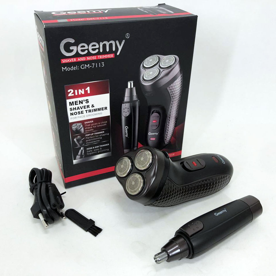 Тример для стрижки бороди триммер для носа, електробритва 3 в 1 GEMEI GM-7113, Тример бездротовий — изображение 5