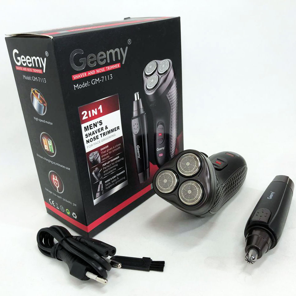 Тример для стрижки бороди триммер для носа, електробритва 3 в 1 GEMEI GM-7113, Тример бездротовий — изображение 7