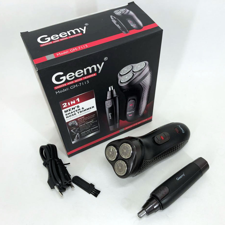 Тример для стрижки бороди триммер для носа, електробритва 3 в 1 GEMEI GM-7113, Тример бездротовий — изображение 8