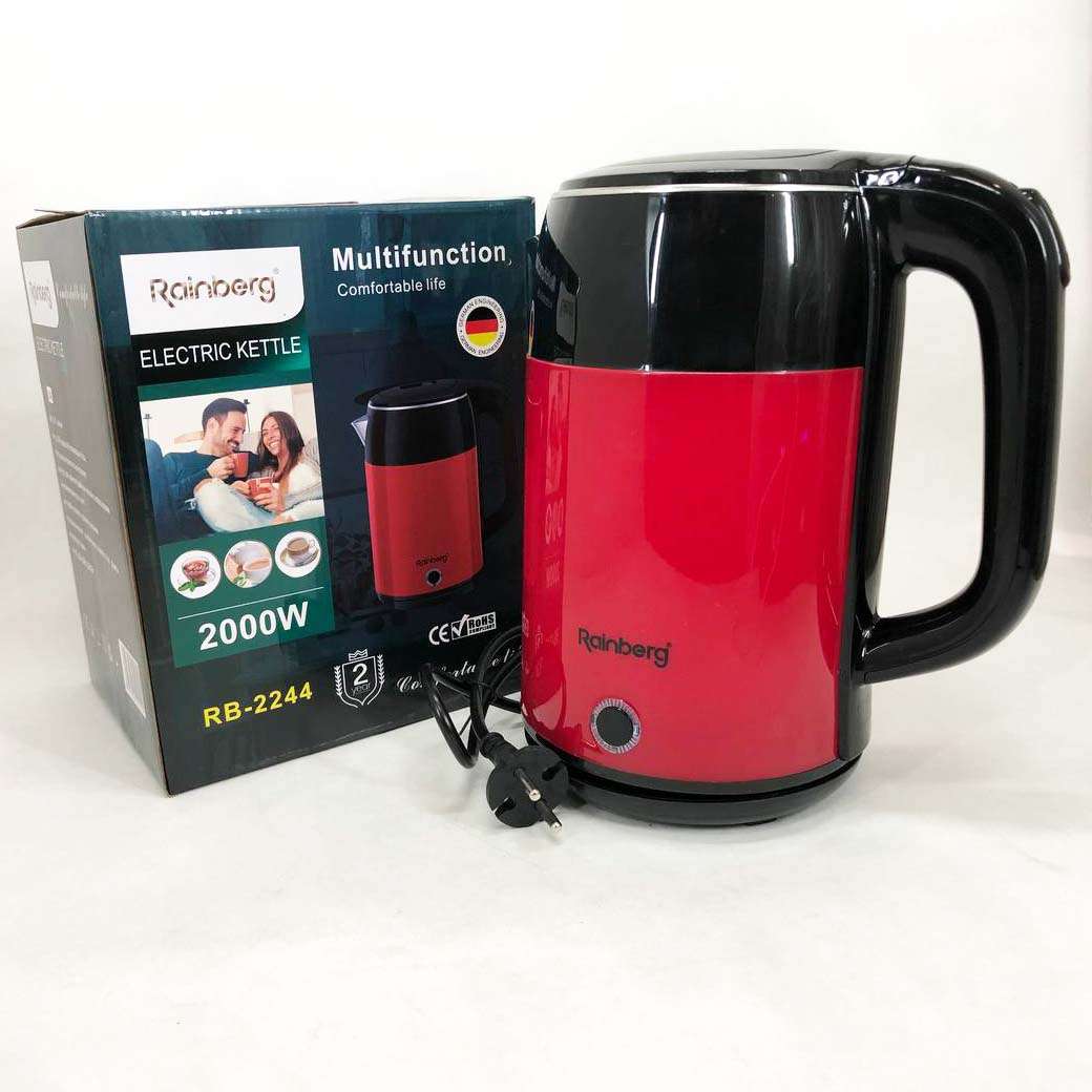 Електрочайник дисковий Rainberg RB-2244 2000 Вт 2л, електронний чайник, дисковий чайник. Колір: червоний — изображение 7