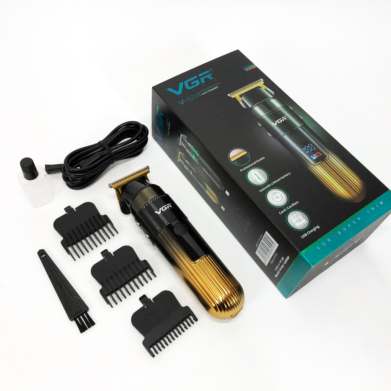 Машинка для стрижки VGR V-929 — акумуляторна, до 200 хв роботи, дисплей — изображение 12