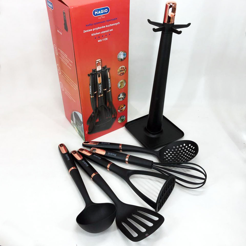 Набір кухонних приладів Magio MG-1126, набір силіконових приладів для кухні, набір нейлонових кухарів — изображение 3