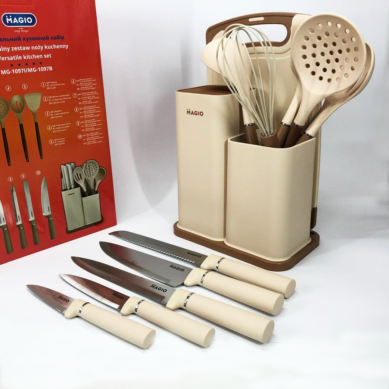 Набір силіконових кухонних речей Magio MG-1097I набір ножів лопаток 12 предметів — изображение 2