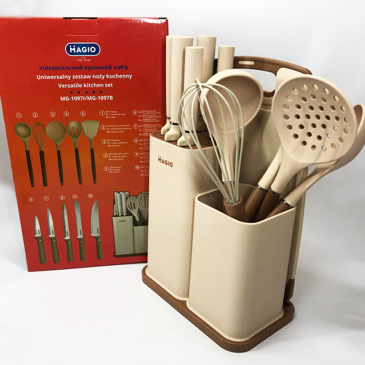 Набір силіконових кухонних речей Magio MG-1097I набір ножів лопаток 12 предметів — изображение 5