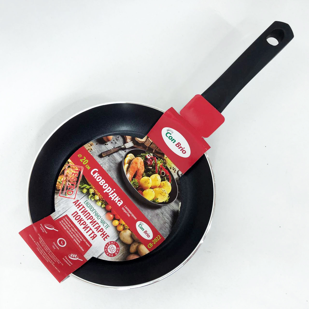 Сковорода 20 см Con Brio СВ-2022 FULL INDUCTION, сковорода з індукційним дном, сковорода для смаження — изображение 9
