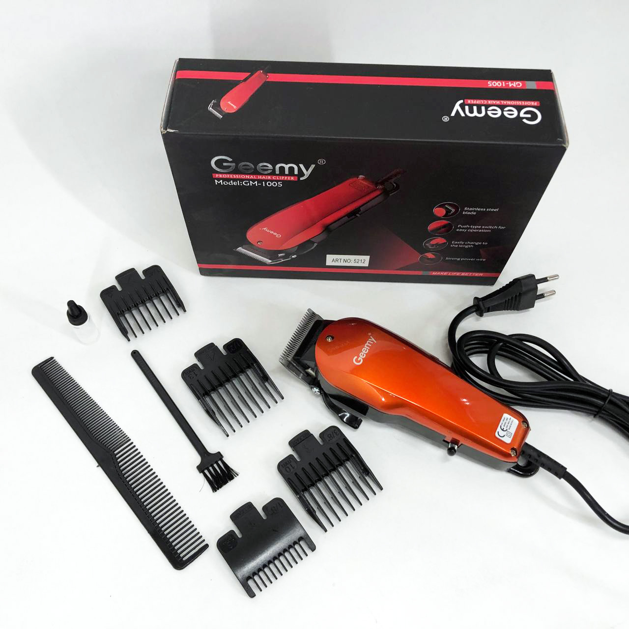 Машинка для стрижки GEMEI GM-1005 — 4 насадки, леза з нержавіючої сталі — изображение 13