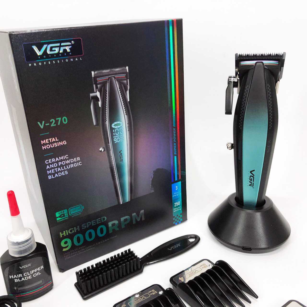 Машинка для стрижки VGR V-270 — до 250 хв автономії, DLC-лезвія — изображение 2