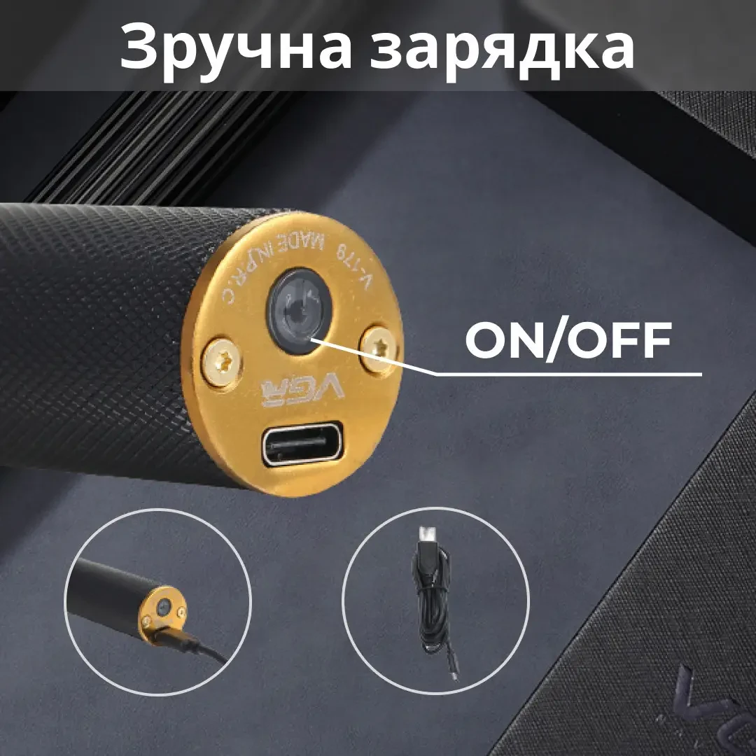 Тример для стрижки VGR акумуляторний HP-V-179 з насадками чорний — изображение 6