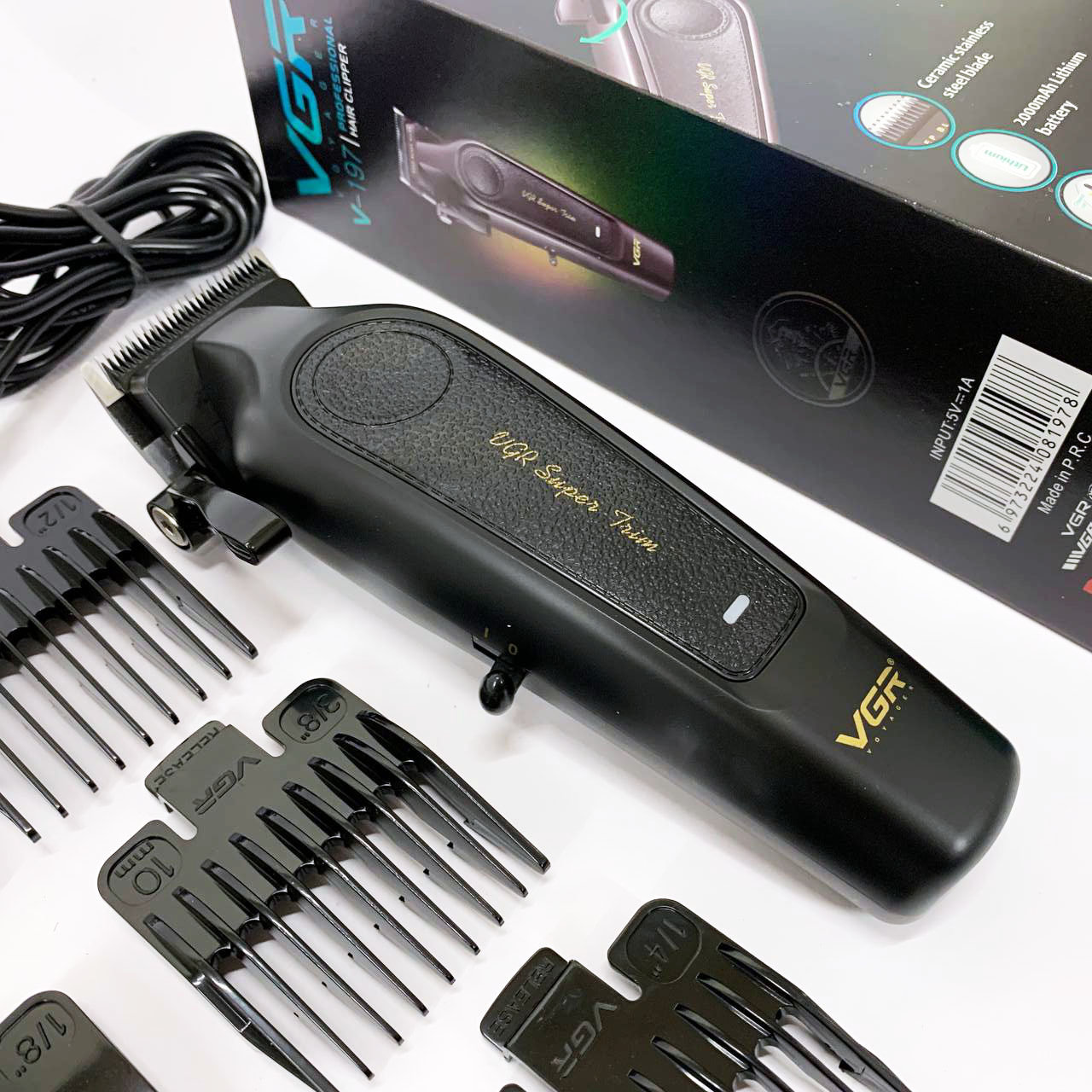 Акумуляторна машинка для стрижки VGR V-197 — до 200 хв автономної роботи, 7 Вт — изображение 2