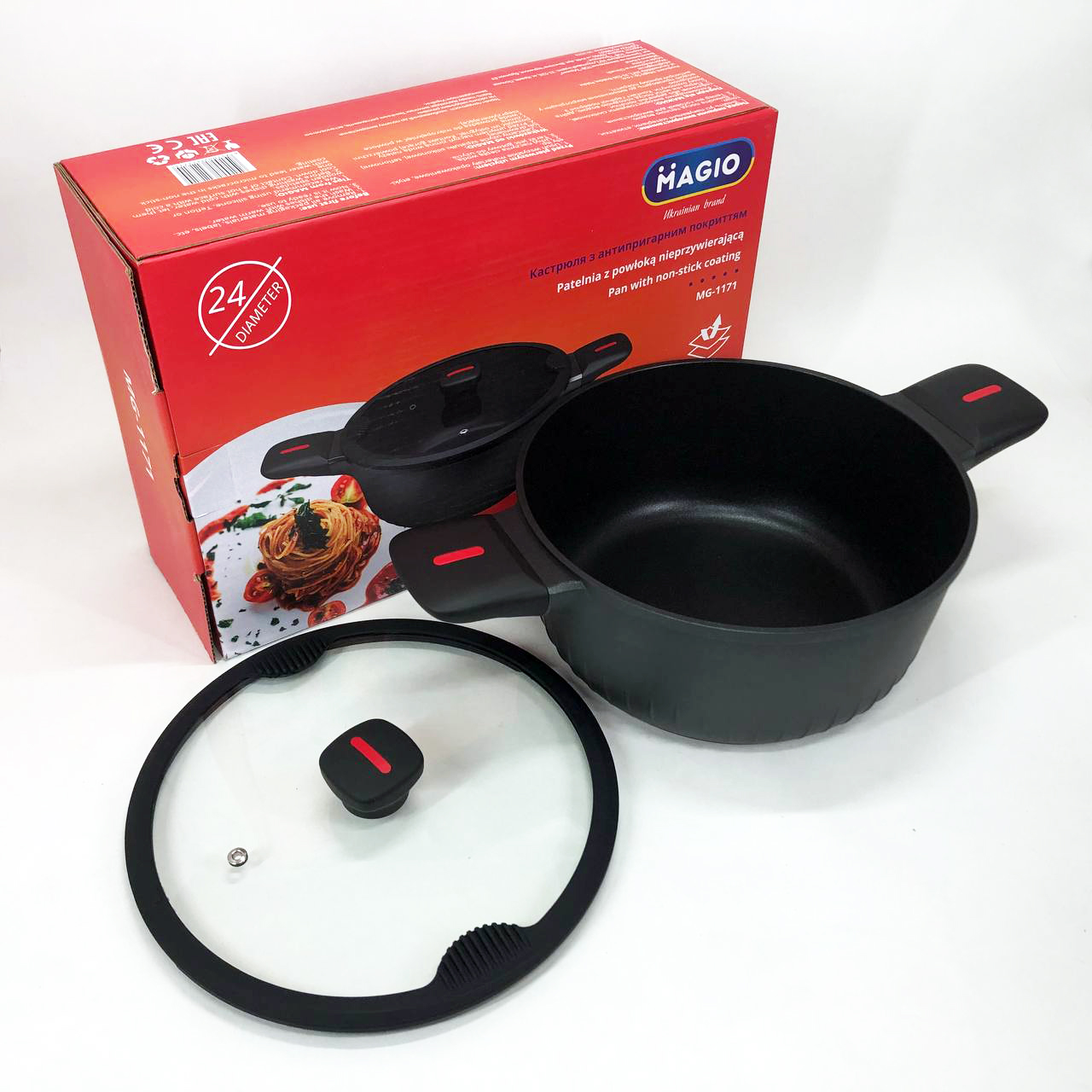 Каструля Magio MG-1171 Лита антипригарна 5л 24 см — изображение 2