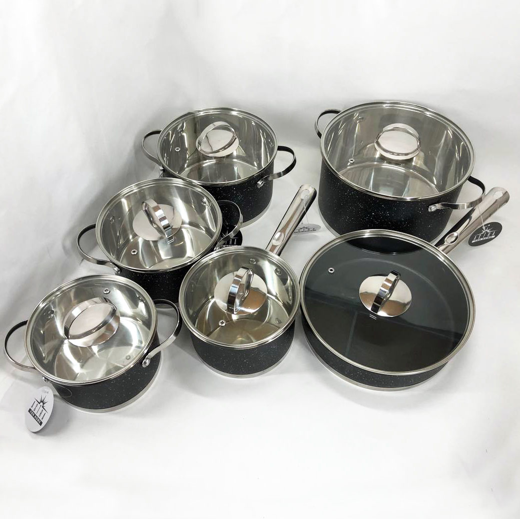 Набір посуду 12 предметів ASTRA A-2512, набір посуду для електричних плит, збірний набір каструль — изображение 2