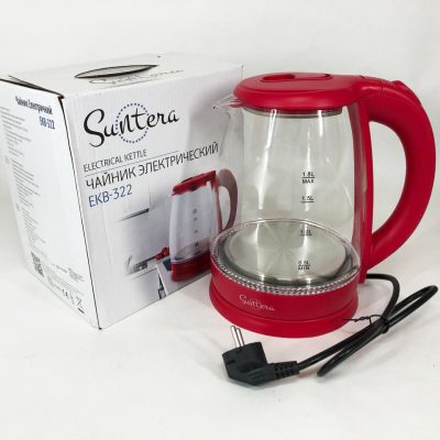 Електрочайник Suntera EKB-322R 1500 Вт, чайники з підсвічуванням, електрочайники з підсвічуванням. Колір: червоний