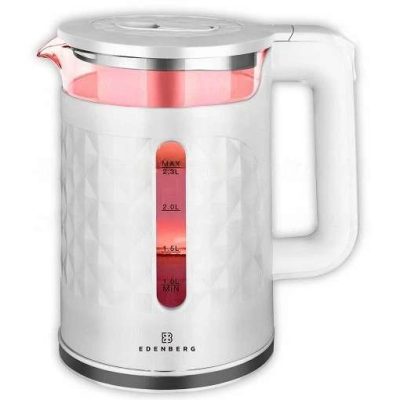 Електрочайник скляний Edenberg EB-83559 2.3л 1500Вт White