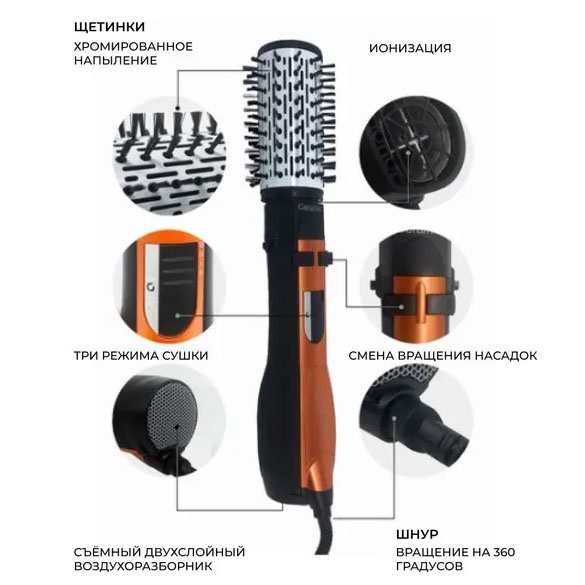 Фен-щітка Gemei GM-4828 3 в 1 — брашинг, об'єм і легка укладка — изображение 28
