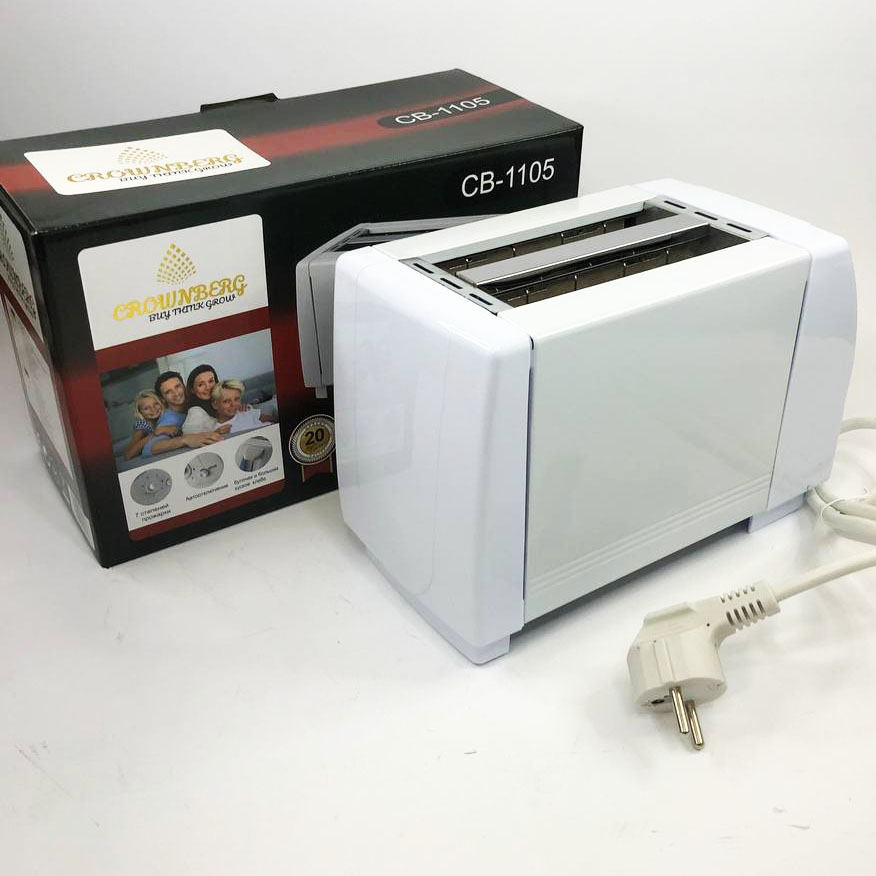 Тостер Crownberg CB-1105 з піддоном для крихт шість рівнів прожарювання, універсальний тостер кухонний — изображение 2