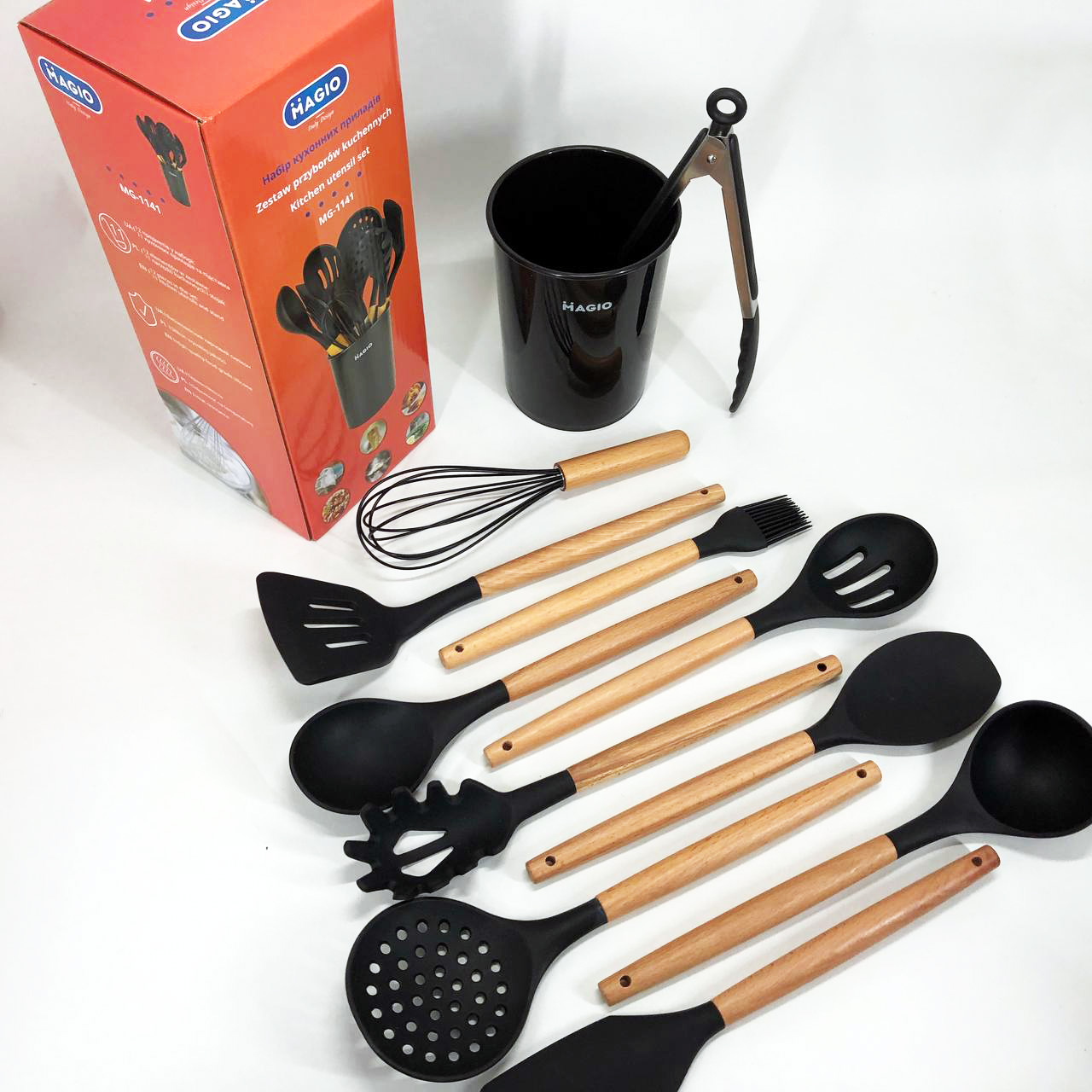 Набір кухонний із 11 силіконових предметів Magio MG-1141, Набір приладдя для кухні із силікону — изображение 9