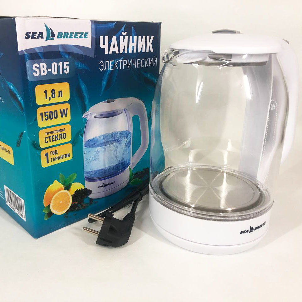 Електрочайник SeaBreeze SB-015 1.8 л чайники з підсвічуванням електронний чайник тихий електричний чайник — изображение 8