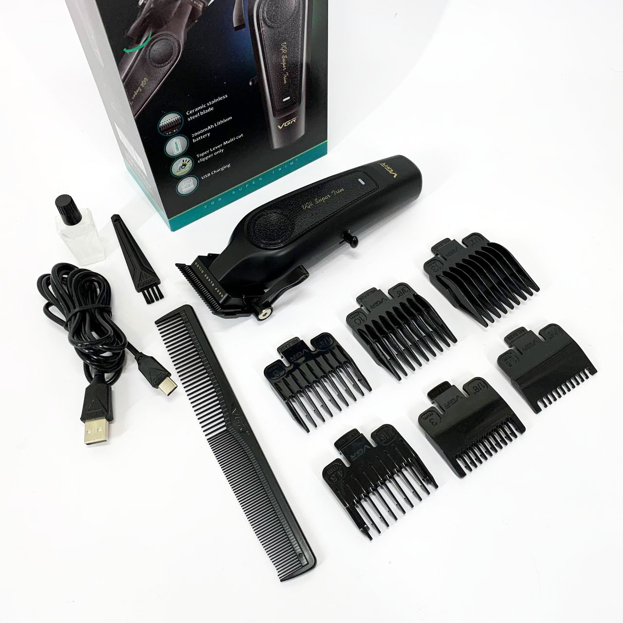 Акумуляторна машинка для стрижки VGR V-197 — до 200 хв автономної роботи, 7 Вт — изображение 16