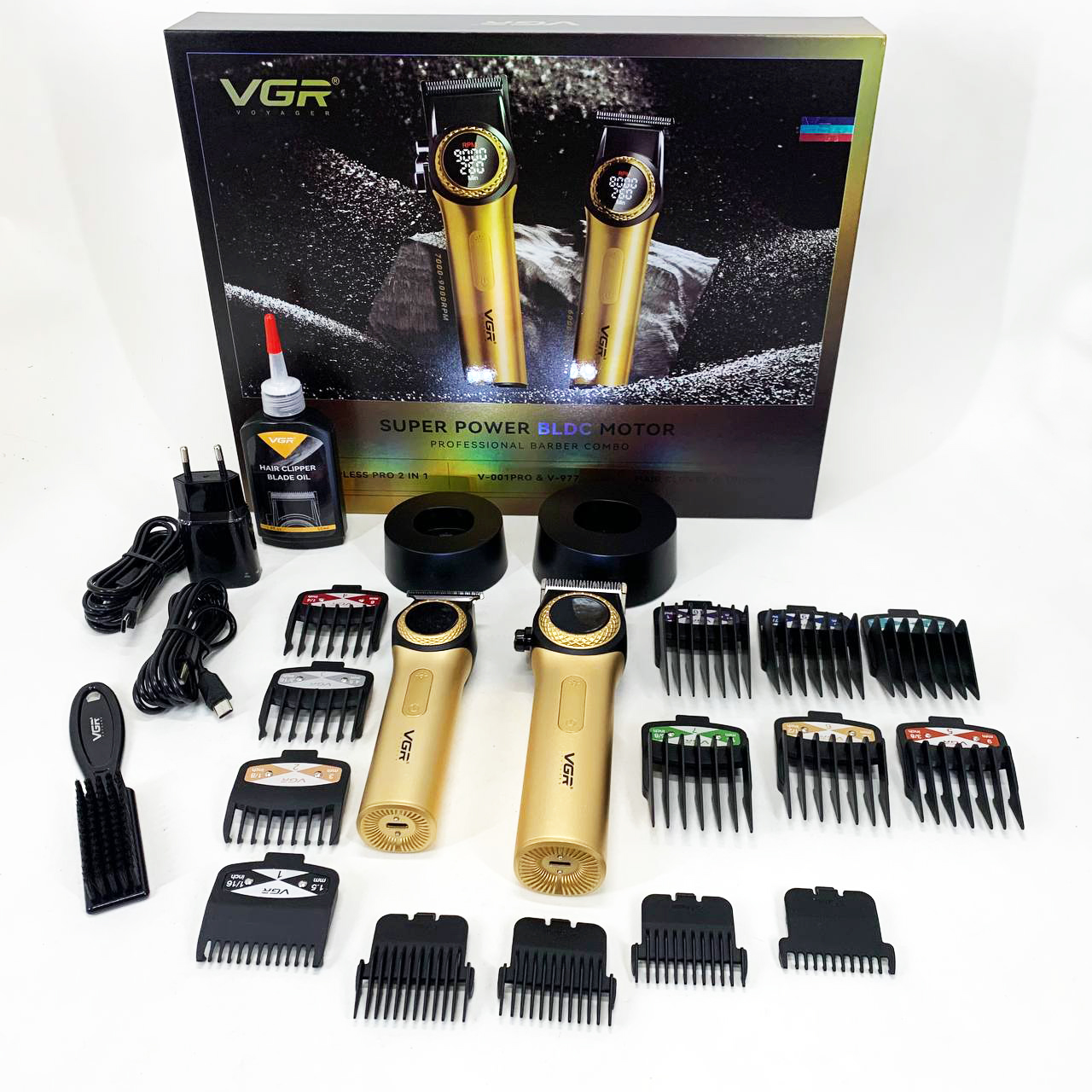 Набір VGR V-001 + V-977 GOLD — машинка і триммер, DLC, до 300хв — изображение 3