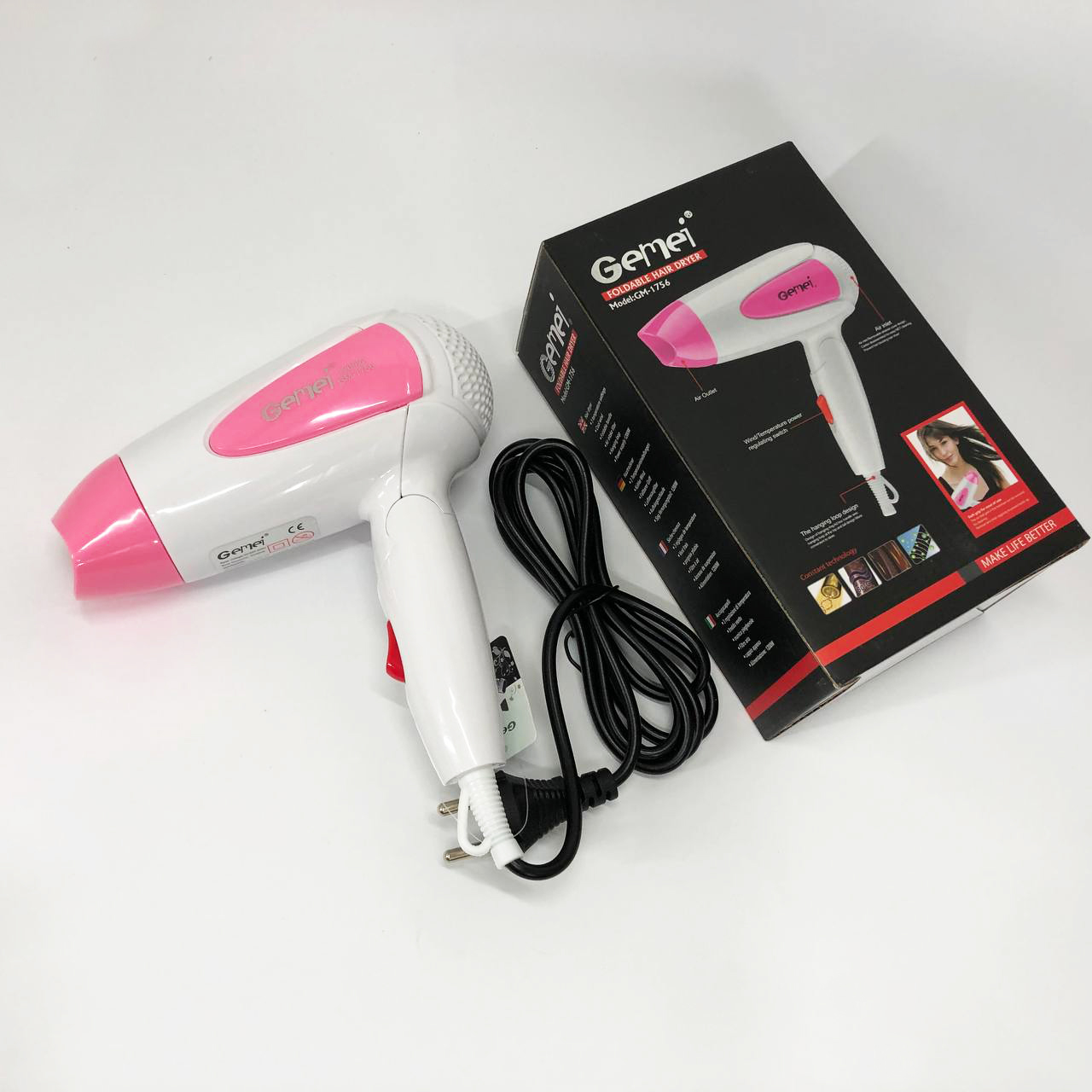 Дорожний фен Gemei GM-1756 1200 Вт — складний, компактний — изображение 11