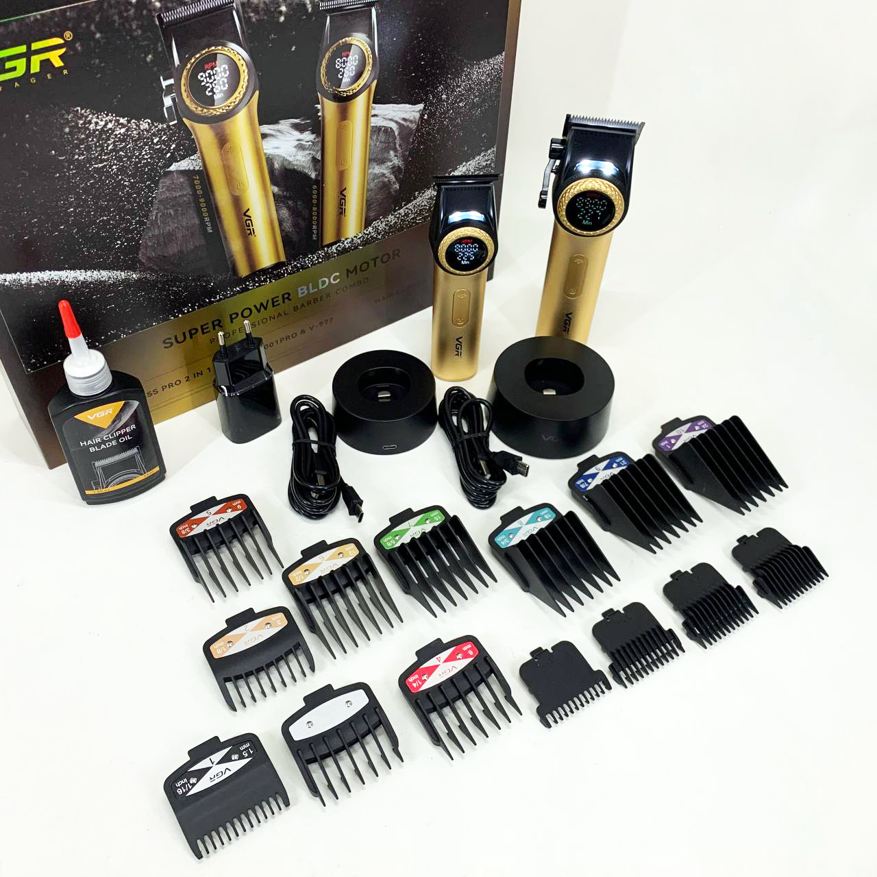 Набір VGR V-001 + V-977 GOLD — машинка і триммер, DLC, до 300хв — изображение 5