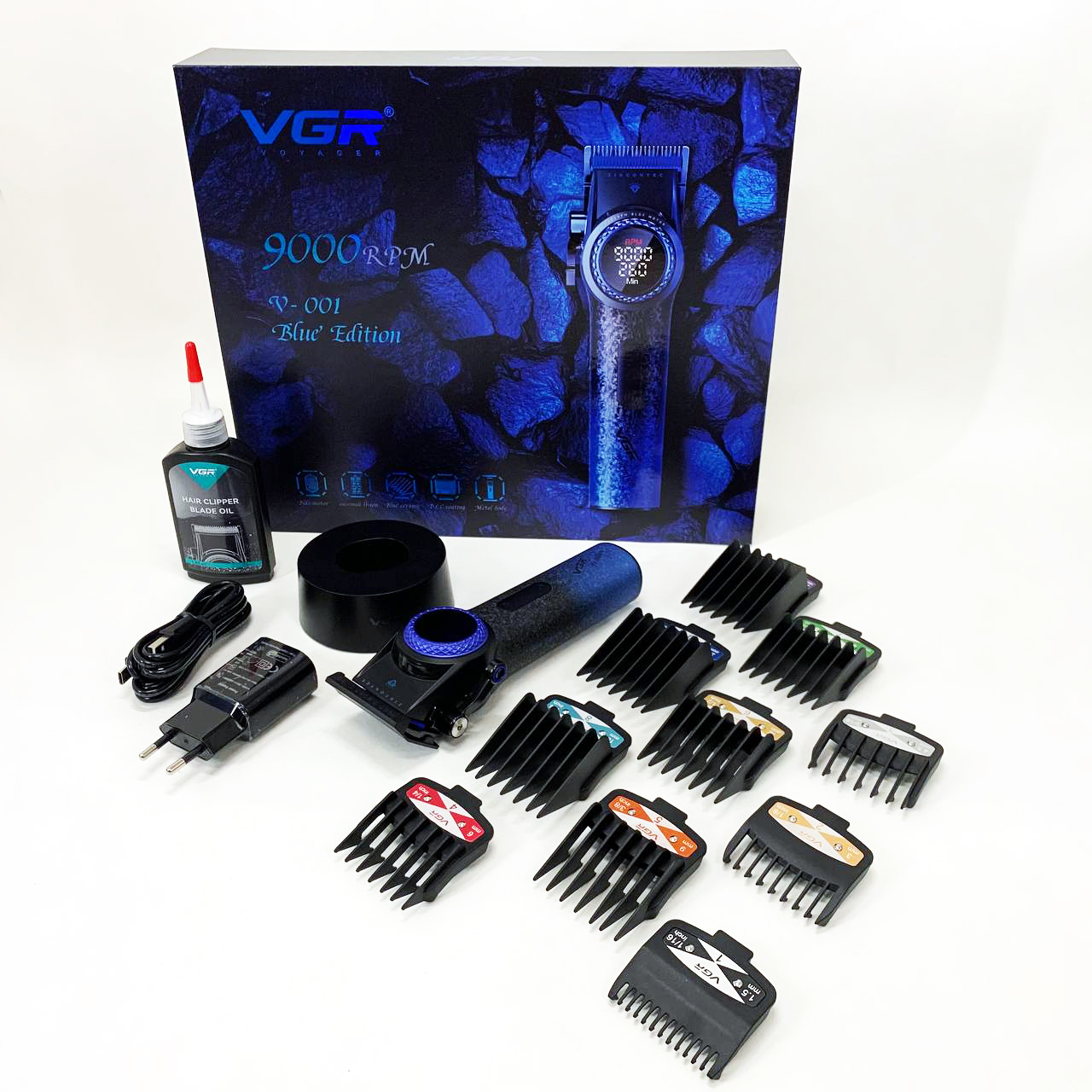 Машинка для стрижки VGR V-001 — до 9000 об/хв, LED-дисплей, 10 насадок — изображение 23