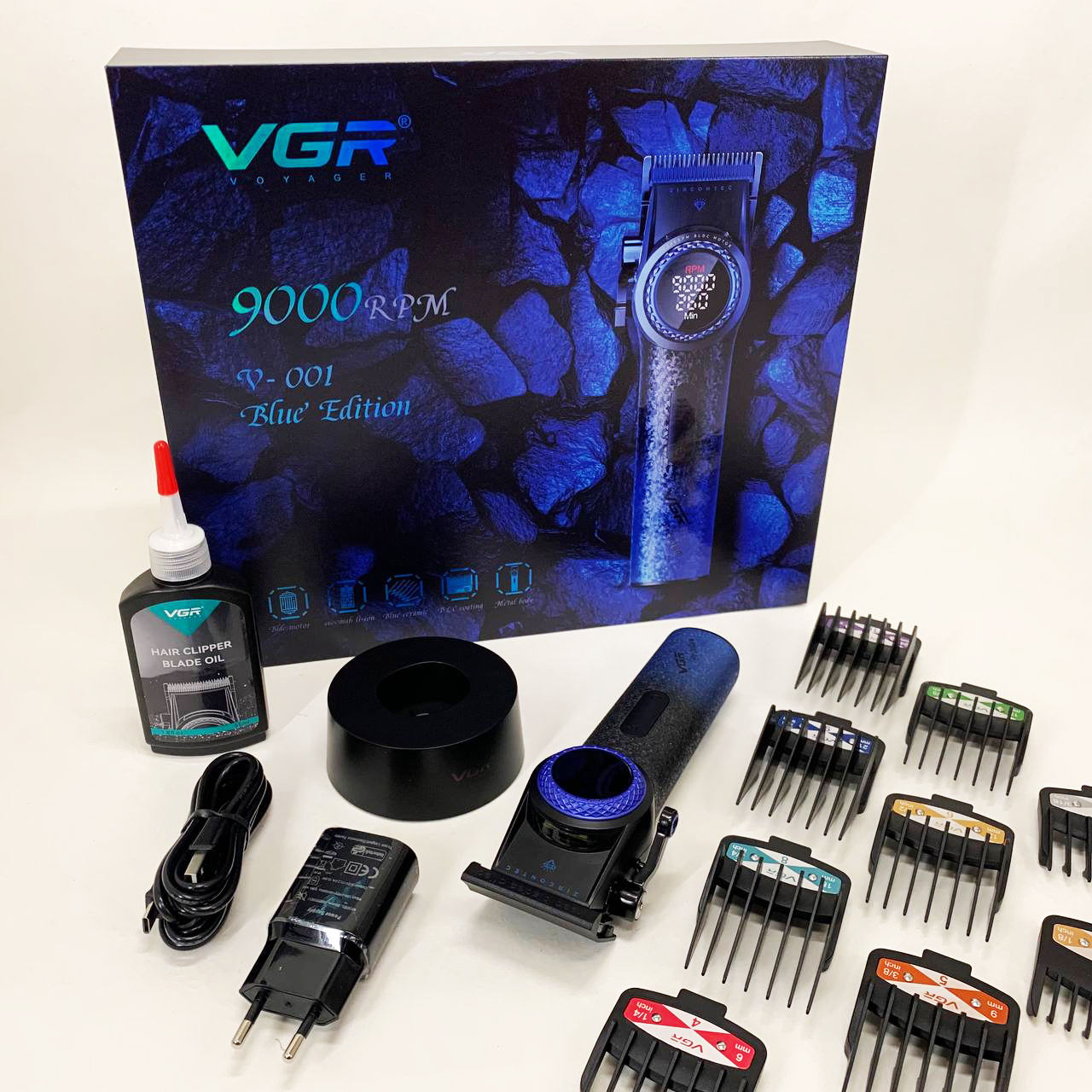 Машинка для стрижки VGR V-001 — до 9000 об/хв, LED-дисплей, 10 насадок — изображение 21