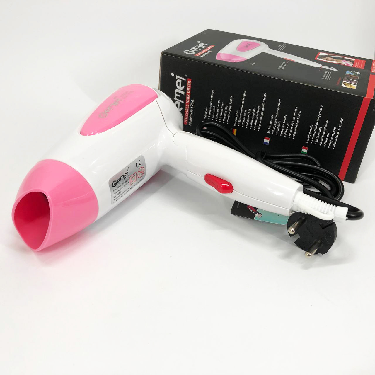 Дорожний фен Gemei GM-1756 1200 Вт — складний, компактний — изображение 10