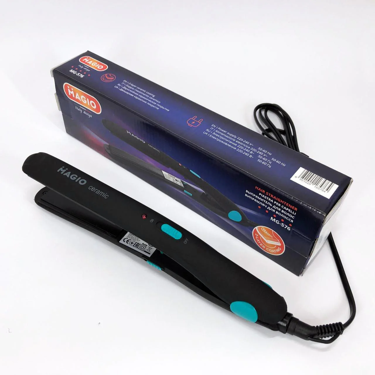 MAGIO MG-576 — Випрямлювач для волос з керамічними пластинами та Soft Touch покриттям - Зображення 12
