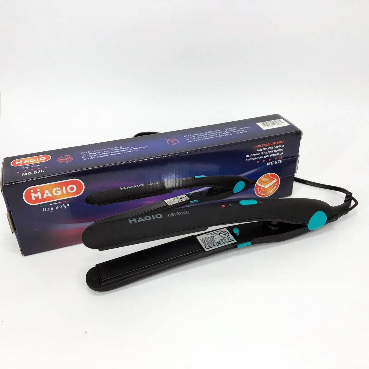 MAGIO MG-576 — Випрямлювач для волос з керамічними пластинами та Soft Touch покриттям - Зображення 8