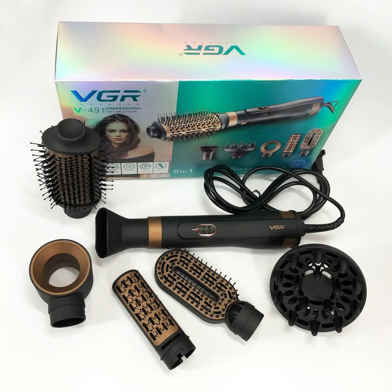 Фен-стайлер VGR V-491 6-в-1 — 1000 Вт, професійна укладка - Зображення 2