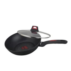 Сковорода Benson BN-832 антипригарна 28 см з кришкою термоіндикатором та індукційним дном чорна
