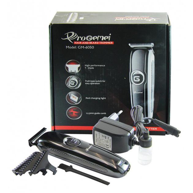 Машинка для стрижки GEMEI GM-6050 — акумуляторна, леза з нержавіючої сталі