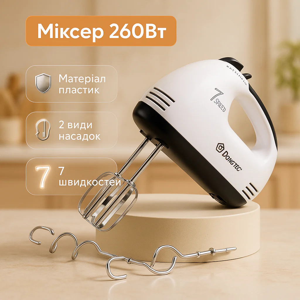 Миксер ручной RAF R6633B 260Вт White — компактний та ефективний інструмент для приготування страв - Зображення 14