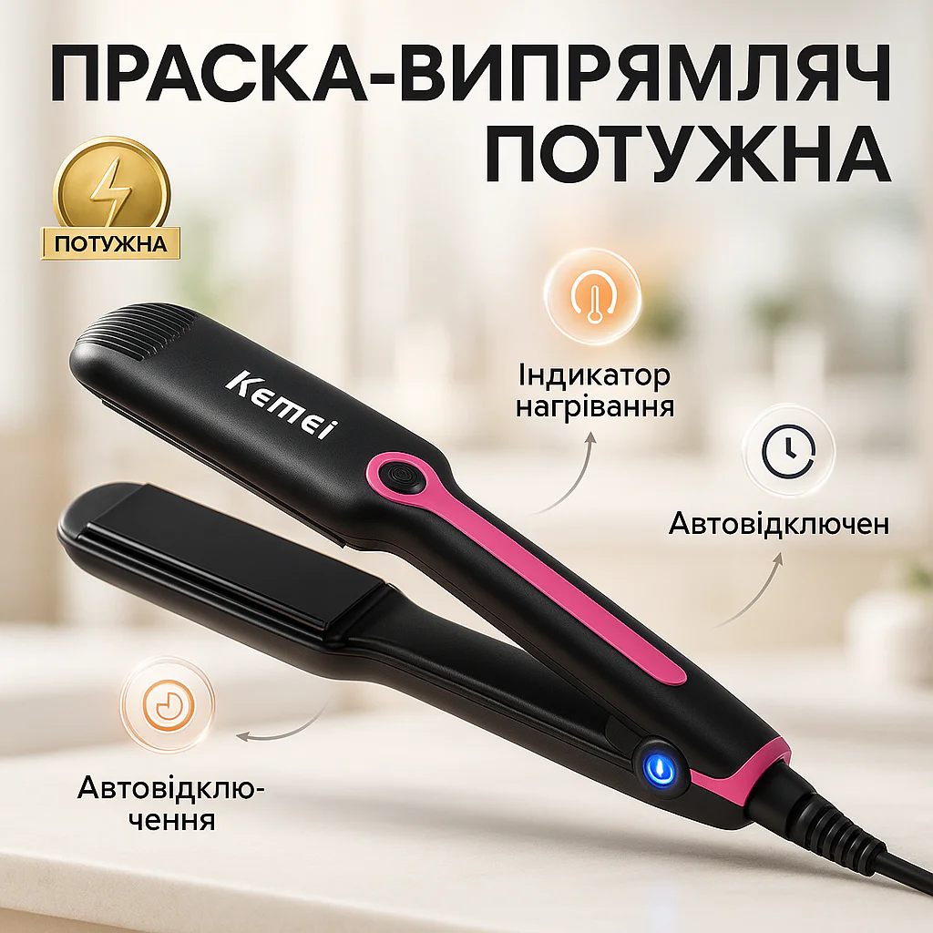 Щипці KEMEI KM-2116 для волос гофре 45Вт з керамічним покриттям - Зображення 6