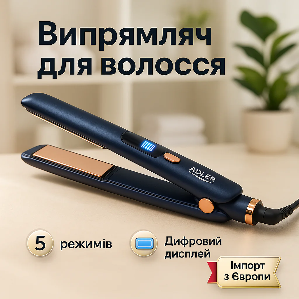 Adler AD 2328 — Високоякісний випрямлювач для волосся з титановими пластинами та 5 температурними режимами. - Зображення 10