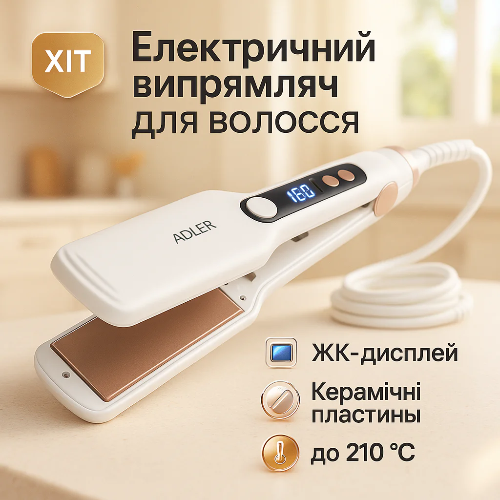 Adler AD 2325 | Випрямлювач з широкими керамічними пластинами та регулюванням температури - Зображення 10