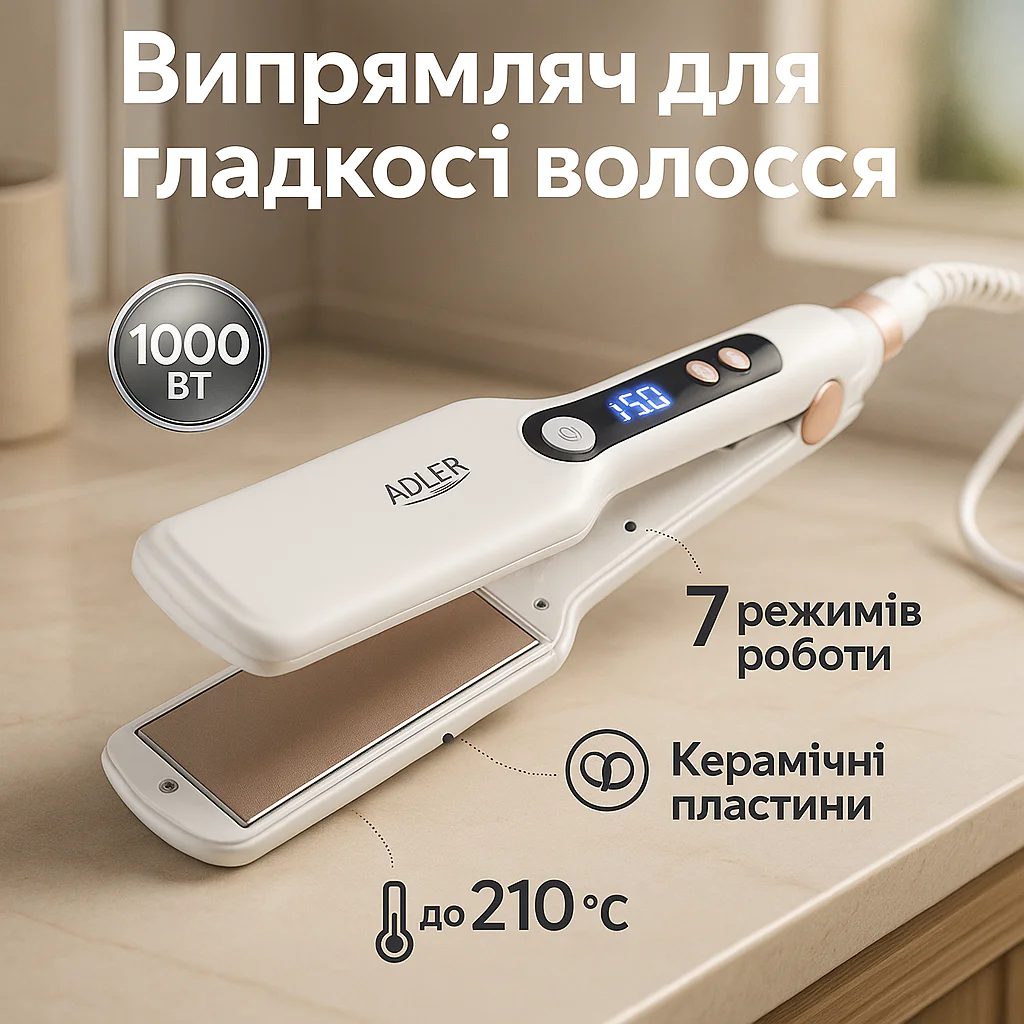 Adler AD 2325 | Випрямлювач з широкими керамічними пластинами та регулюванням температури - Зображення 12