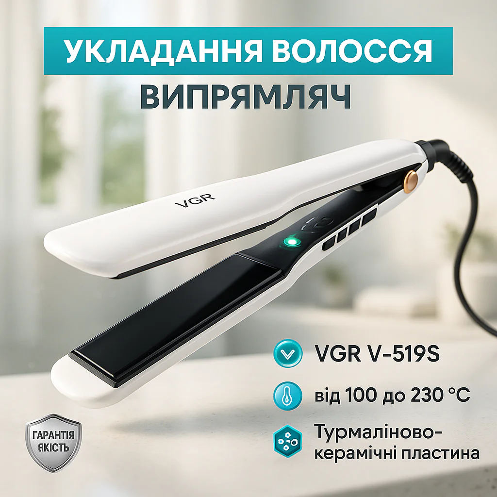 ВИПРАМІТЕЛЬ ДЛЯ ВОЛОС VGR V-519S — СТИЛЬНИЙ ТА ЕФЕКТИВНИЙ ІНСТРУМЕНТ ДЛЯ УКЛАДКИ - Зображення 12