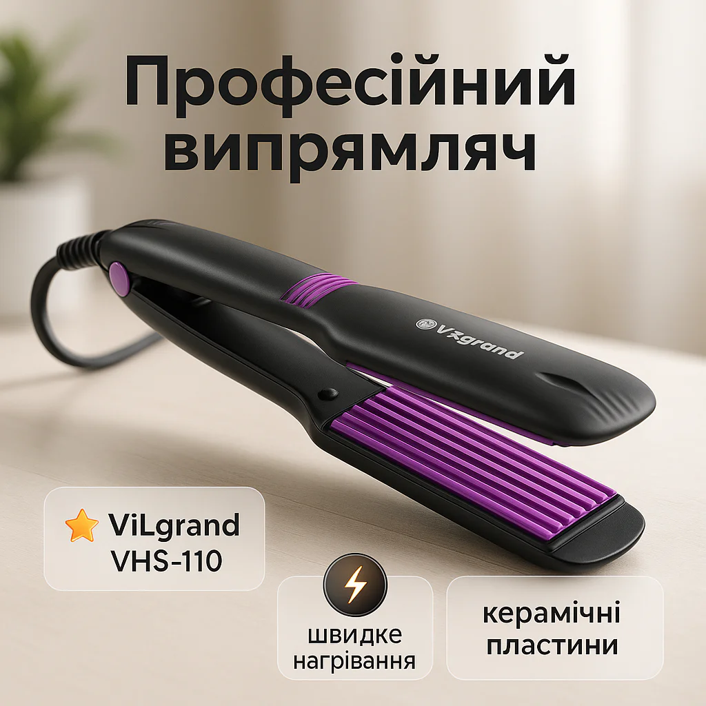 Волосся Плойка-гофре ViLgrand VHS-110 з керамічним покриттям для стильних укладок - Зображення 12