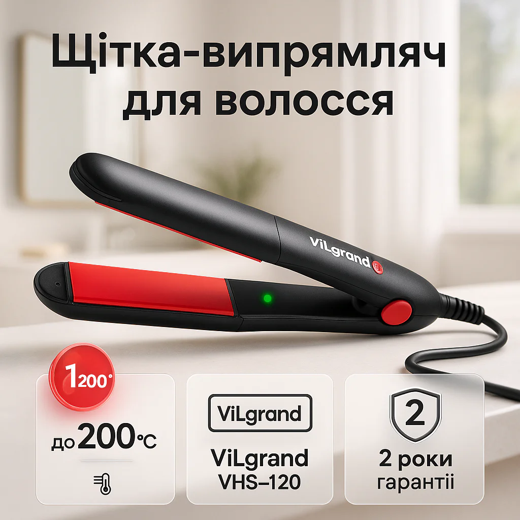 Щипці для волос ViLgrand VHS-120 з керамічними пластинами та температурою нагріву 200 °C - Зображення 14
