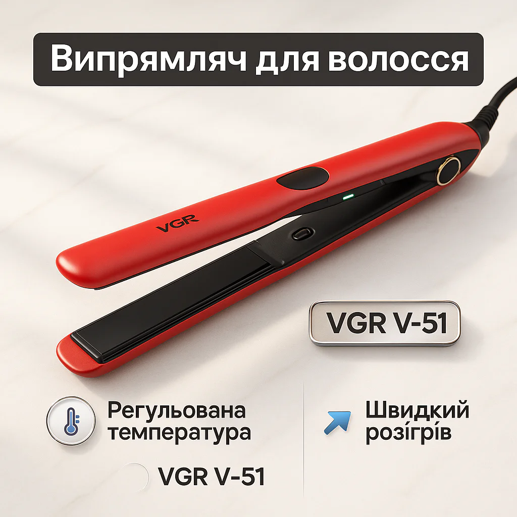 Плойка для волос VGR V-518 RED — професійний інструмент для укладки з керамічними пластинами. - Зображення 14