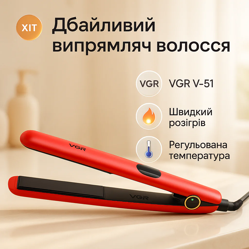 Плойка для волос VGR V-518 RED — професійний інструмент для укладки з керамічними пластинами. - Зображення 17